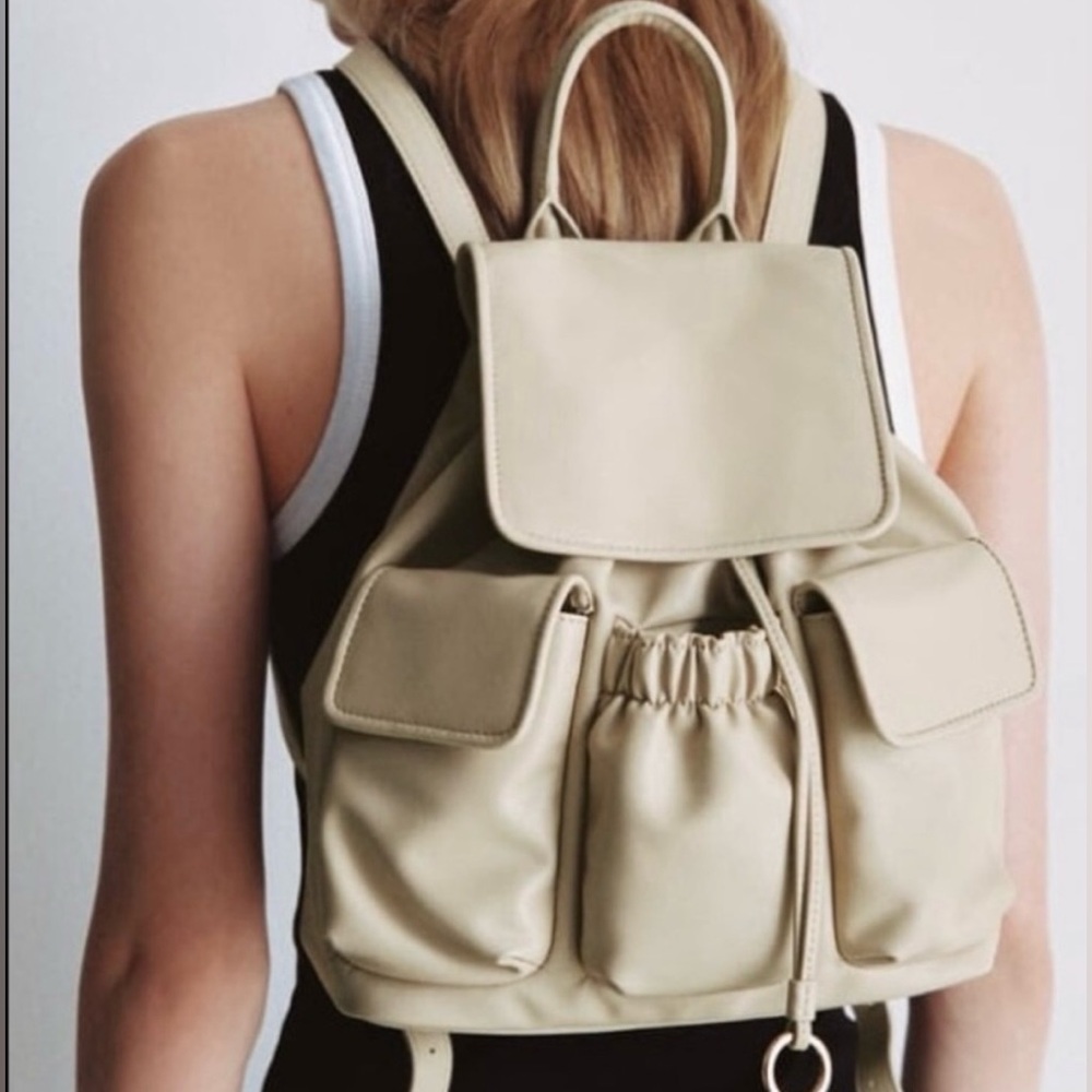 NEW ZARA CREAM COLOR BACKPACK - Picture 1 of 7